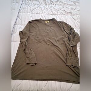 Men’s long sleeve shirt - POLO tee - olive green brown